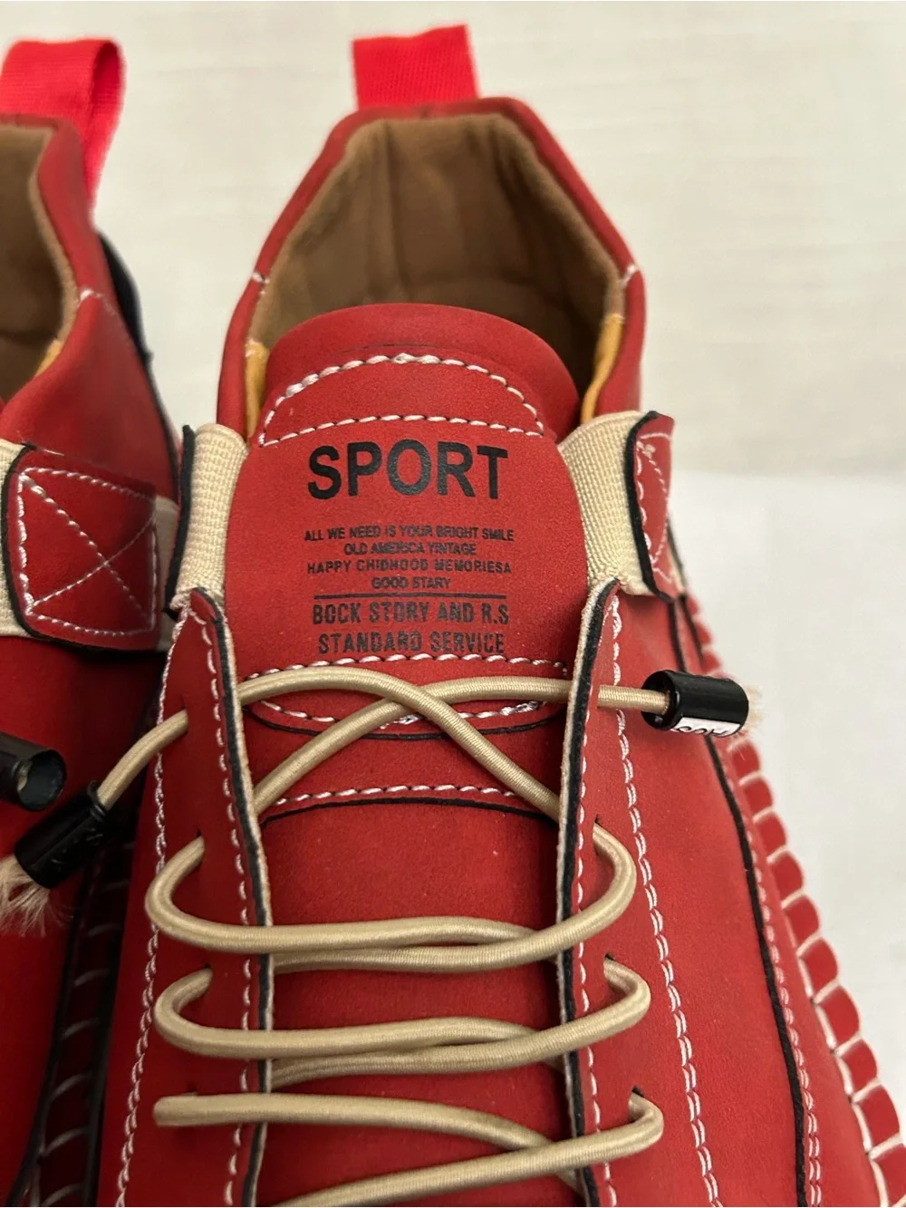 NWOT Retro Anti Slip‎ Workwear Women's Casual Red Leather Sport Sneakers